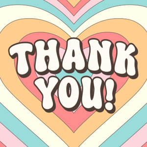 【クレジット表記不要の高解像度版】グルービーでレトロなハート背景の「Thank You!」[High-res version with no attribution required] Thank You! on Retro Groovy Hearts Background