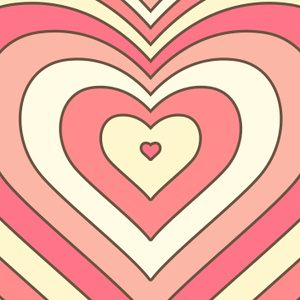 【動画素材】拡大するレトロでグルービーなハートのループ背景素材【Ver.3】[Stock Video] Expanding Retro Groovy Hearts Ver.3, Loop Background