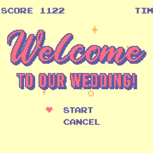 【動画素材】ファミコンタイトル画面風の「Welcome to Our Wedding!」【クリーム色背景】[Stock Video] Welcome to Our Wedding! 8-Bit Retro Game Title Screen on Cream BG