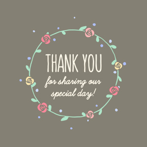 【動画素材】手描きフラワーリースの「Thank You for Sharing Our Special Day!」【ブラウン系背景】[Stock Video] Thank You for Sharing Our Special Day! Hand Drawn Flower Wreath on Brown BG