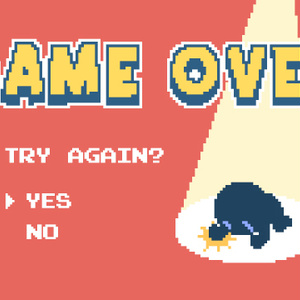 【動画素材】ファミコン風かわいいドット絵のゲームオーバー【ピンク背景】[Stock Video] 8-Bit Pixel Art Game Over Screen on Pink Background