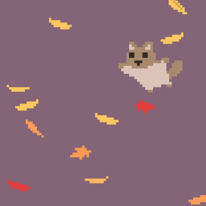 【動画素材】ドット絵の落葉と滑空モモンガの動画素材【パープル背景】[Stock Video] Falling Autumn Leaves and Flying Squirrel in 8-bit Pixel Art, Purple Loop Background