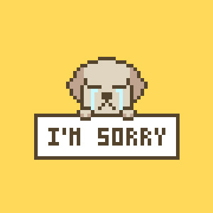 【動画素材】かわいいドット絵の犬が謝るループアニメーション「I'm Sorry」【イエロー背景】[Stock Video] I'm Sorry, Cute Pixel Art Dog Apologizing on Yellow Background, Loop Animation