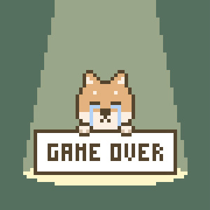 【動画素材】ドット絵の柴犬のゲームオーバー画面【グリーン系背景】[Stock Video] Game Over Screen of Pixel Art Shiba Inu on Greenish Background, Loop