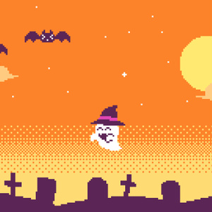 【動画素材】ハロウィン用ドット絵の背景動画素材【Ver.1】[Stock Video] Halloween Pixel Art Ver.1, Loop Background