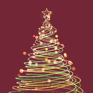 【動画素材】螺旋状にキラキラ作られる光のクリスマスツリー【レッド背景】[Stock Video] Spiral Sparkling Light Christmas Tree, Red Background