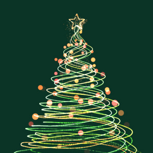 【動画素材】螺旋状にキラキラ作られる光のクリスマスツリー【グリーン背景】[Stock Video] Spiral Sparkling Light Christmas Tree, Green Background