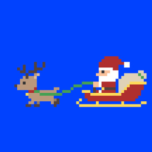 【動画素材】トナカイがサンタのソリを引くドット絵のループアニメーション【ブルーバック】[Stock Video] Pixel Art Reindeer Pulling Santa's Sleigh, Run Cycle Animation, Blue Screen Background