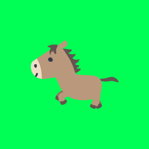 【動画素材】かわいい栗毛馬の走りアニメーション【グリーンバック＆ループ】[Stock Video] Cartoon Chestnut Horse Run Cycle Animation on Green Screen, Loop
