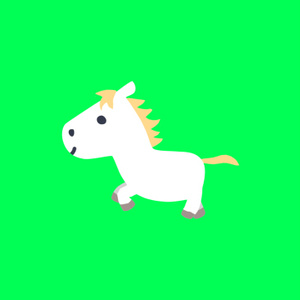 【動画素材】かわいい白馬の走りアニメーション【グリーンバック＆ループ】[Stock Video] Cartoon White Horse Run Cycle Animation on Green Screen, Loop