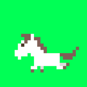 【動画素材】ドット絵の白馬の走りアニメーション【グリーンバック＆ループ】[Stock Video] Pixel Art White Horse Run Cycle Animation on Green Screen, Loop