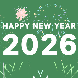 【動画素材】「Happy New Year! 2026」10秒カウントダウンと年越し打ち上げ花火のアニメーション素材【グリーン背景】[Stock Video] Happy New Year 2026, 10-Second Countdown and Fireworks Animation on Green Background