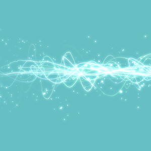 【動画素材】輝くうねうねラインとパーティクルのエフェクト【ブルー背景】[Stock Video] Winding Light Effects and Particles on Blue Background