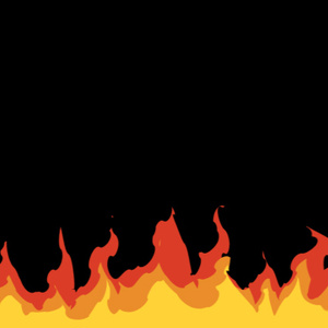 【動画素材】下から燃えるアニメ風な炎のオーバーレイ素材【黒背景】[Stock Video] Bottom Edge Cartoon Flames Effect on Black Background, Loop