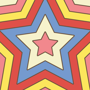 【動画素材】拡大する星型のレトロでグルービーなループ背景素材【Ver.1】[Stock Video] Expanding Retro Groovy Star Shapes Ver.1, Loop Background