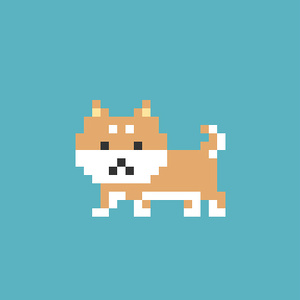 【動画素材】ドット絵の柴犬が歩く動画素材【ブルー背景＆ループ】[Stock Video] Pixel Art Shiba Inu Walk Cycle Animation on Blue Background, Loopd