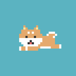【動画素材】ドット絵の柴犬が走る動画素材【ブルー背景＆ループ】[Stock Video] Pixel Art Shiba Inu Run Cycle Animation on Blue Background, Loop