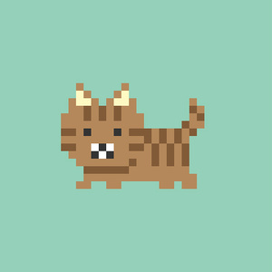 【動画素材】ドット絵のキジトラ猫が歩く動画素材【グリーン背景＆ループ】[Stock Video] Pixel Art Brown Tabby Cat Walk Cycle Animation, Green Background, Loop