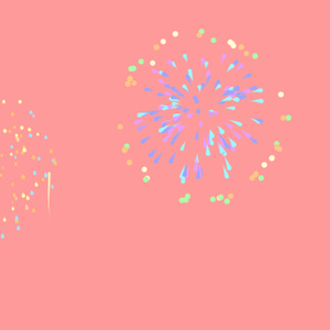 【動画素材】カラフルでかわいい打ち上げ花火のアニメーション【ピンク背景】[Stock Video] Cute Colorful Fireworks Animation on Pink Background, Loop