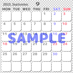 【配信者さん向け】背景透過月間スケジュール表2023年9月