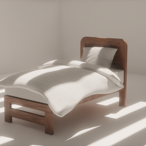 【商用利用可能】【3Dアセット】【FBX】木のシングルベッド(ホワイトカラー)