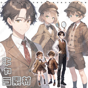 【073】キャラ素材_探偵風男性_助手付き_【3体セット】