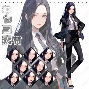 【147】キャラ素材_刑事風の女性_ハンドガン【表情差分8種】