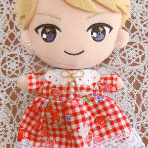 ぬい服 ワンピース チェック赤