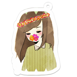 花と少女 アクリルキーホルダー50×50