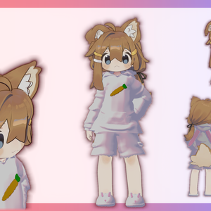 【VRC想定】もこもこウサギルームウェア（まめひなた対応）【3D素材】