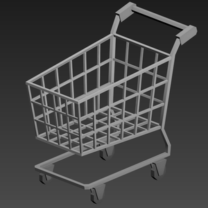 Low Poly Shopping Cart (868 Polygons) - Game Ready Asset