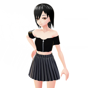 LADIS Striped Skirt w/ Shoulderless Top [VRoid]