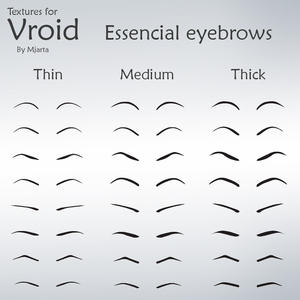 【Vroid】女性eyebrows 眉 essencial anime - 24 type 眉毛のテクスチャ