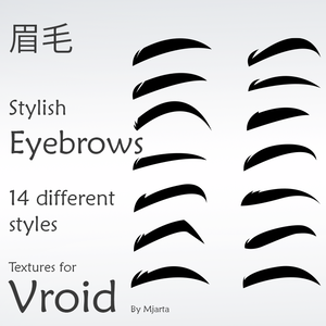 【Vroid】眉毛 stylish anime eyebrows 14 different styles