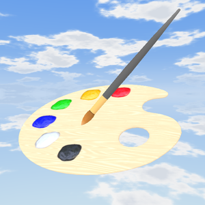 絵の具パレット・筆（FBXモデル）