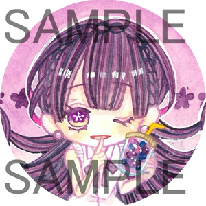 フルーツジュース擬人化缶バッチ(44mm/丸型/カシス)