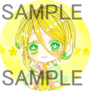 フルーツジュース擬人化缶バッチ(44mm/丸型/レモン)