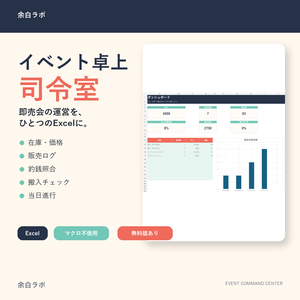 【無料版あり】イベント卓上司令室｜即売会の在庫・売上・釣銭・搬入をまとめるExcel