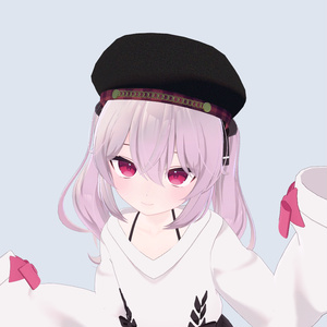 Beret with check ribbon
