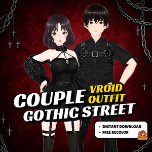 Gothic Streetwear Clothing Couple VRoid Outfit Pack Couple shirts Matching VTuber Customable VRChat Avatar Asset Bundle (Digital Download)