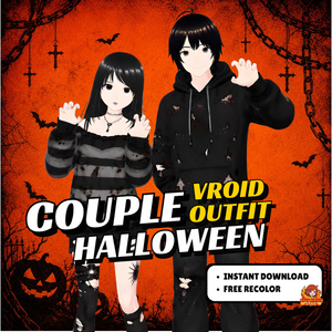 VRoid Clothing Halloween Couple Outfit Pack | Dark Horror Streetwear VTuber Fashion (Digital Download)