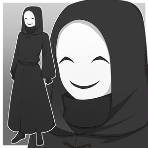 白い仮面をつけた怪しげな人物【シルエット差分...