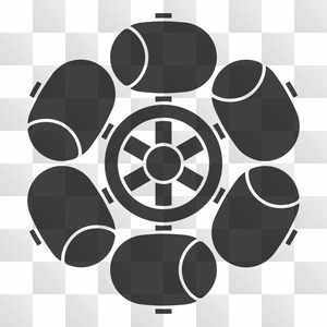 水車紋 (みずぐるま) 日本の実用家紋 ZIP (AI, PNG, PSD)