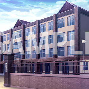 【背景素材】学園外観（開門）（6199_bg04b）【時間差分あり】