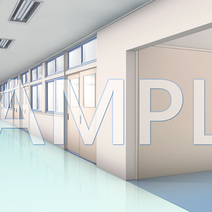 【背景素材】学園　廊下（6014_bg09）【時間差分あり】