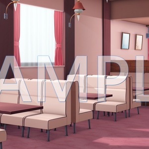 【背景素材】ファミレス（6014_bg13）【時間差分あり】