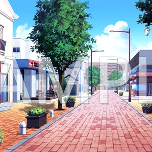 【背景素材】商店街（6014_bg15）【時間差分あり】