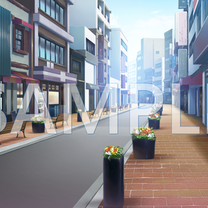 【背景素材】商店街（6045_bg14）【時間差分あり】