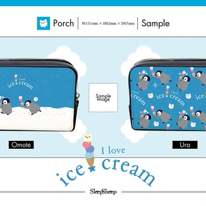 〈ボックスポーチ〉I love ice cream★ペンギン