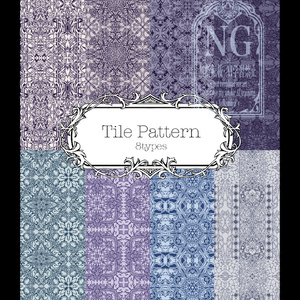 手描き飾り枠『Tile Pattern 8types』